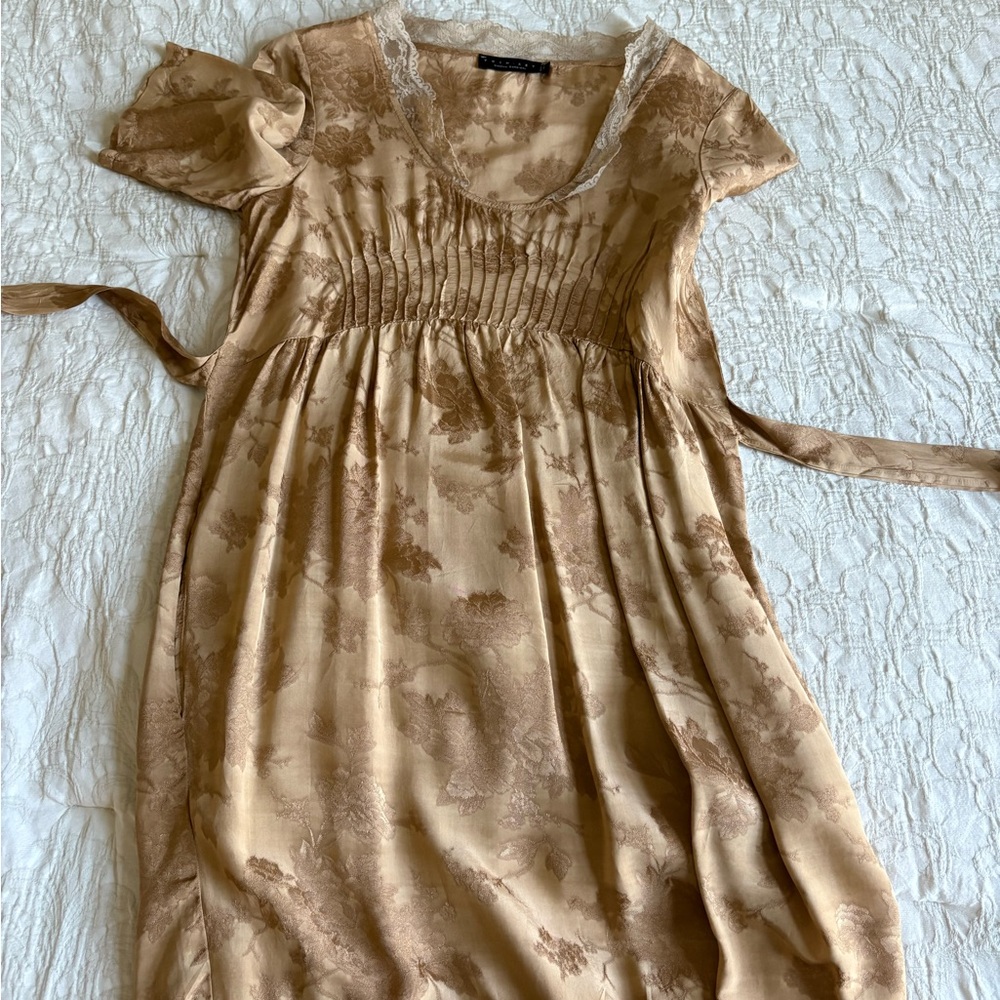Elegant Tan Floral Dress